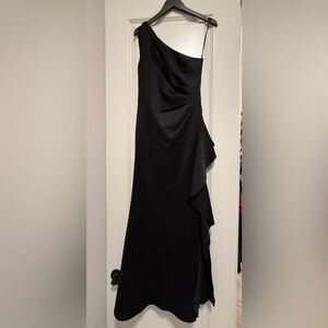 Xscape One Shoulder Black Dress